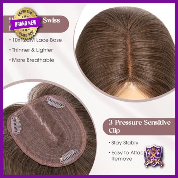 Human Hair Topper 10x12cm Lace Base Clip-In Hairpiece 10 Inch main image 5